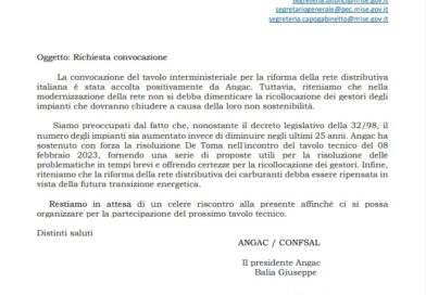 RIORGANIZZAZIONE DELLA RETE DISTRIBUTIVA CARBURANTI – ANGAC PROPONE LA SUA ROAD MAP
